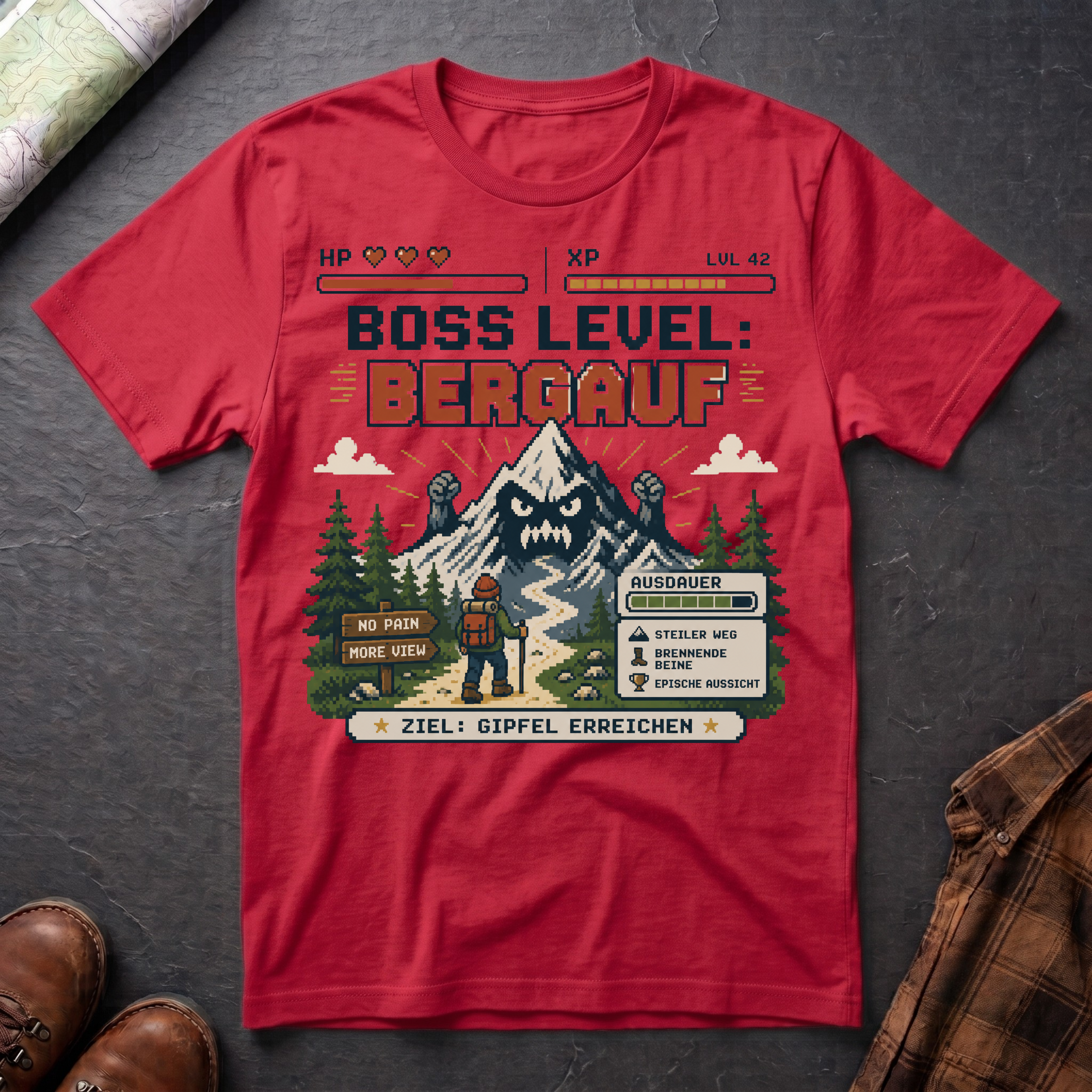 Boss Level Bergauf - T-Shirt