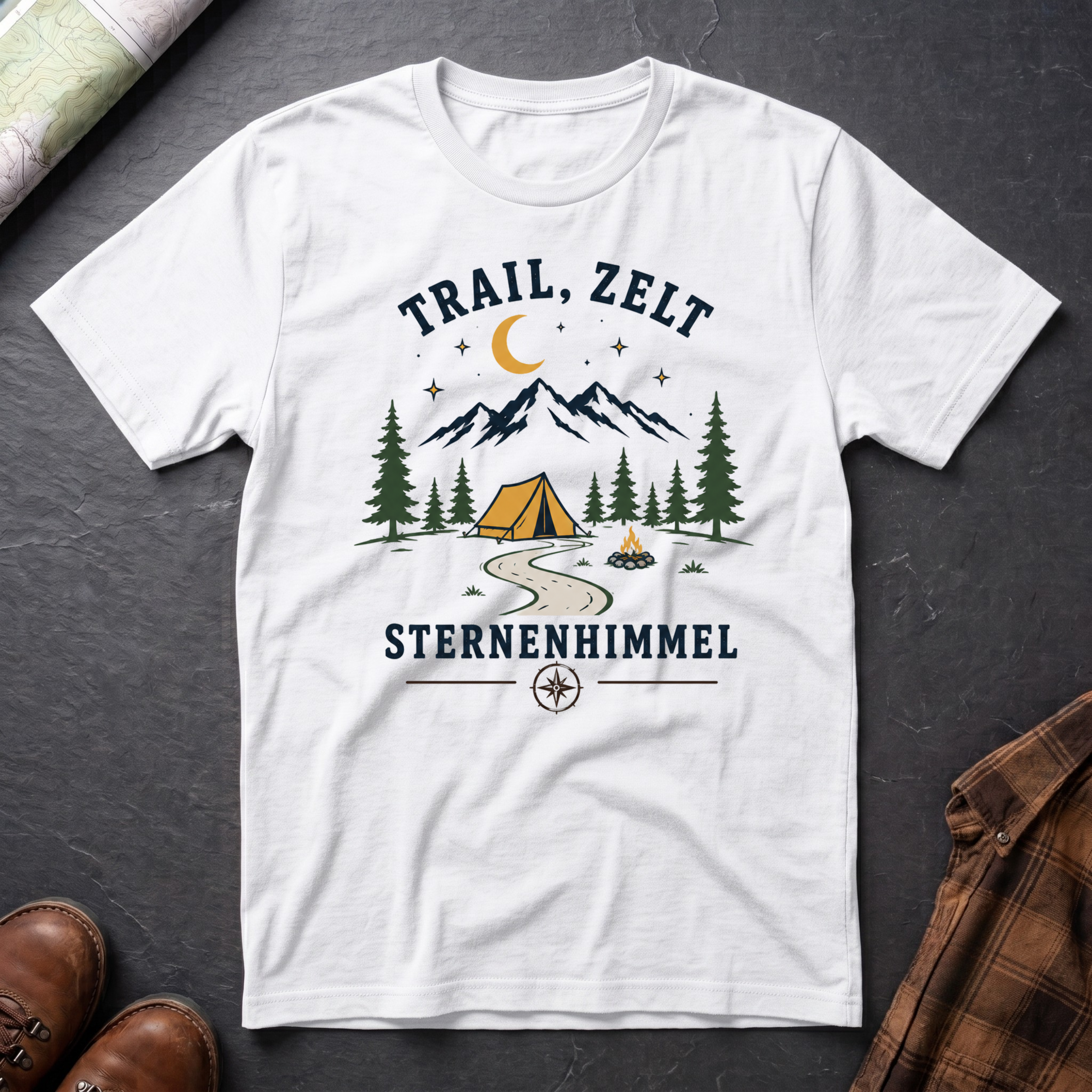 Trail, Zelt & Sternenhimmel - T-Shirt