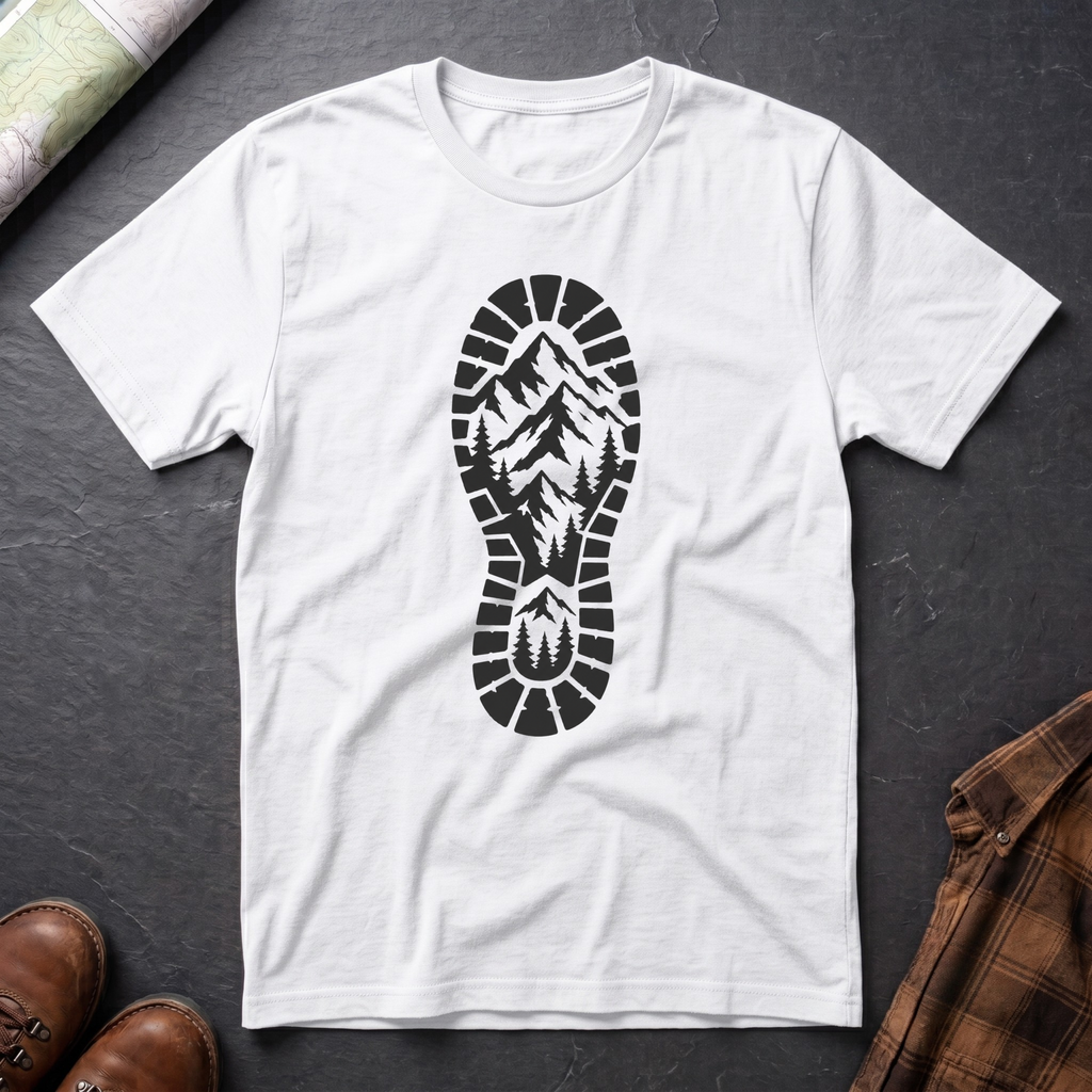 Schuhabdruck Berg - T-Shirt