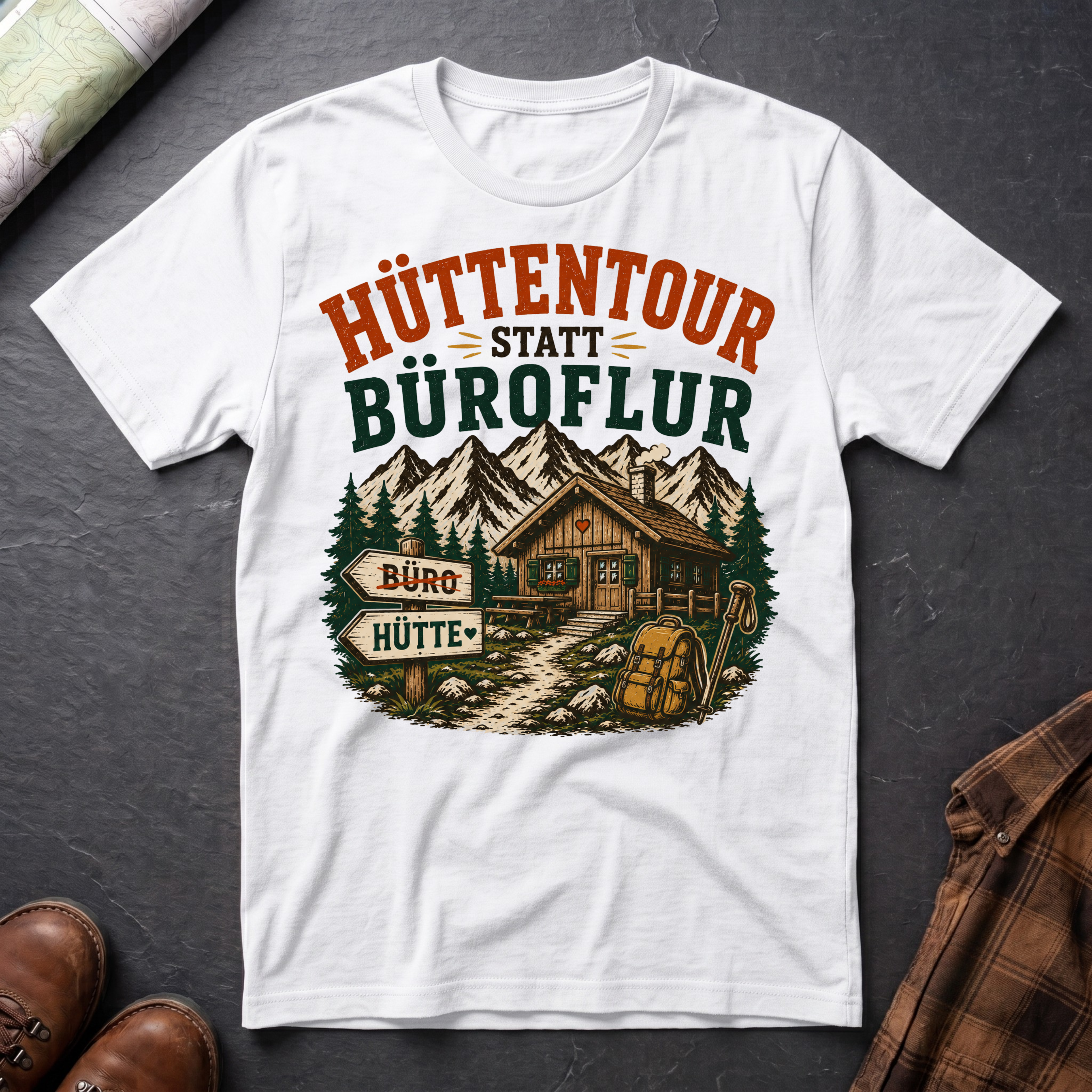 Hüttentour statt Büroflur - T-Shirt