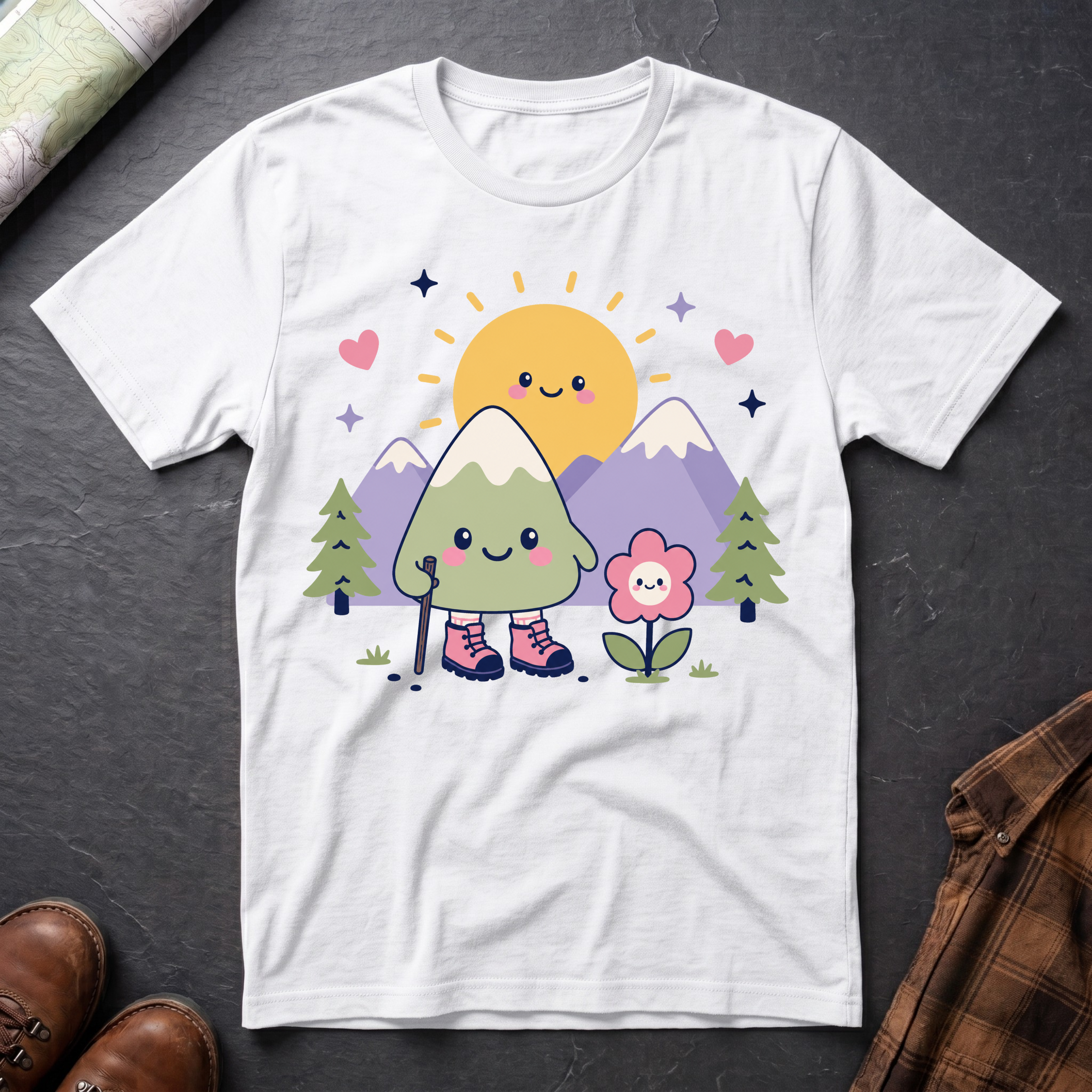 Kawaii Berg Sonne - T-Shirt