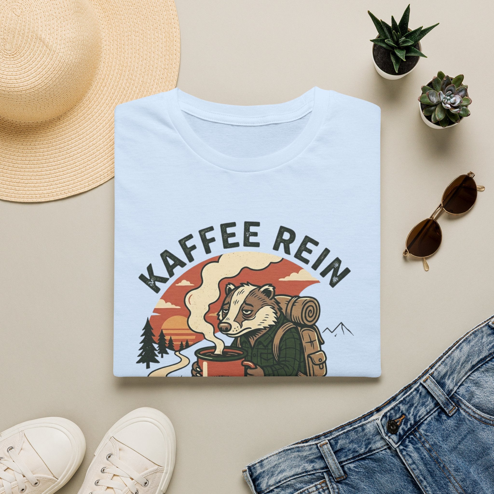 Kaffee Rein Wanderstiefel An - T-Shirt