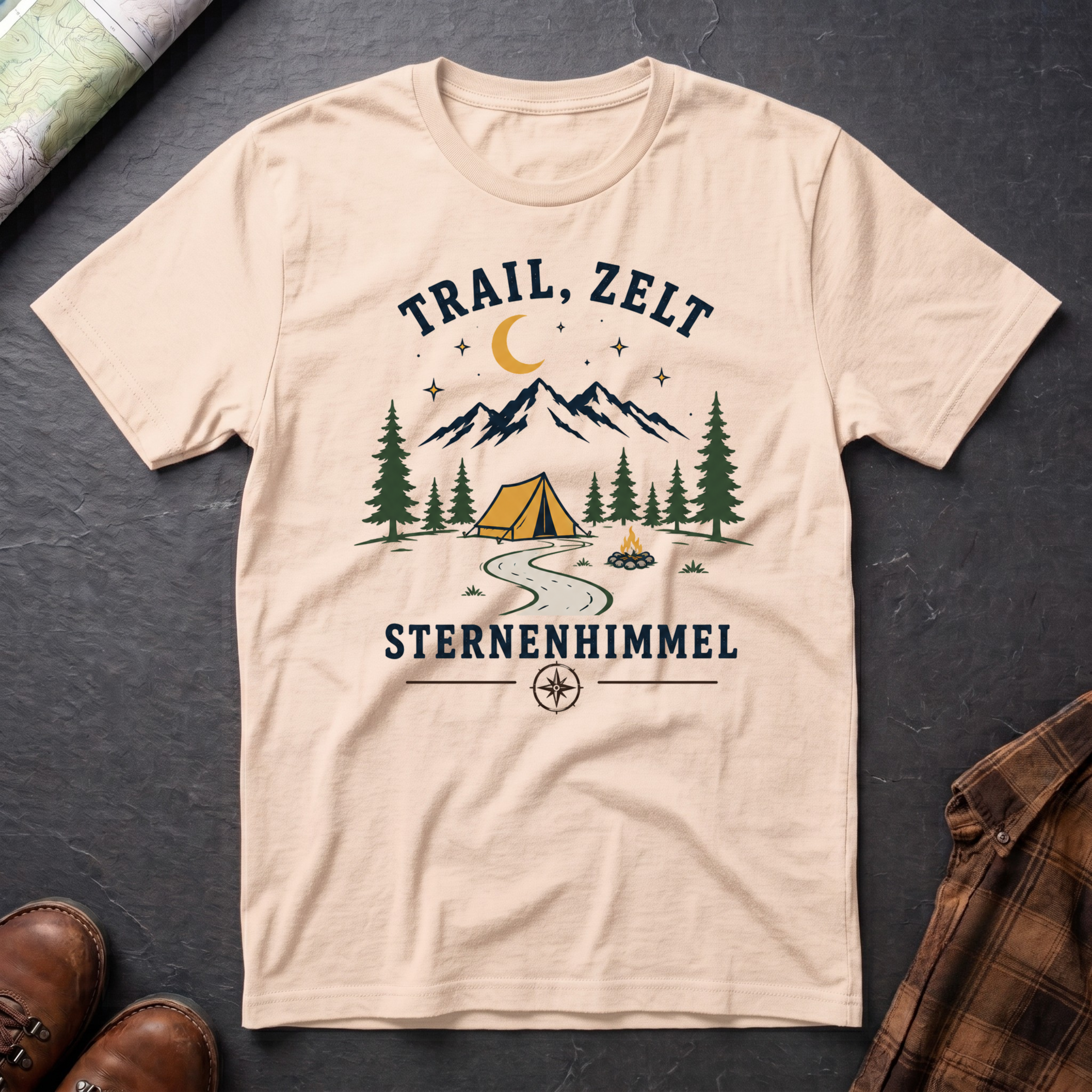 Trail, Zelt & Sternenhimmel - T-Shirt