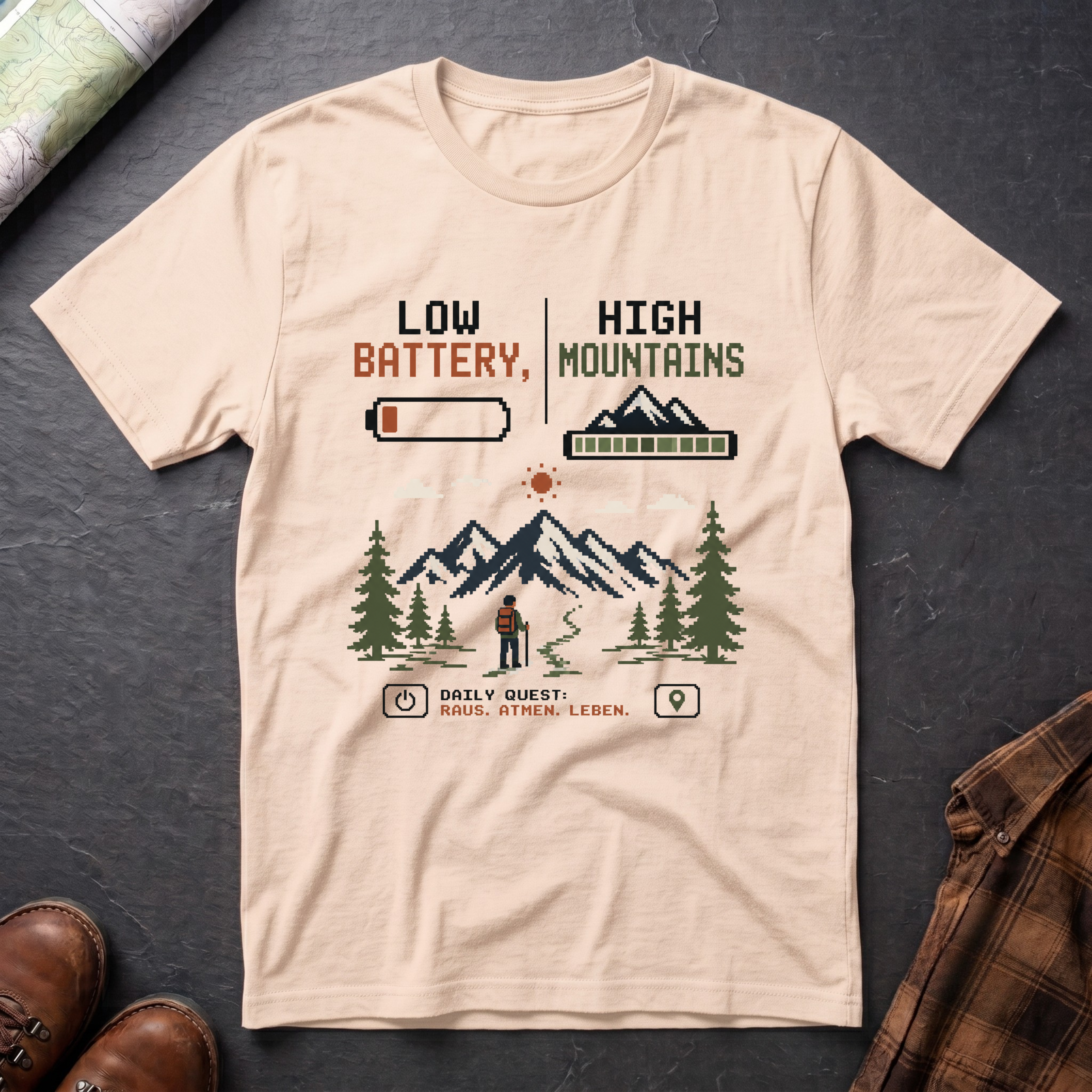 Low Battery High Mountains - T-Shirt