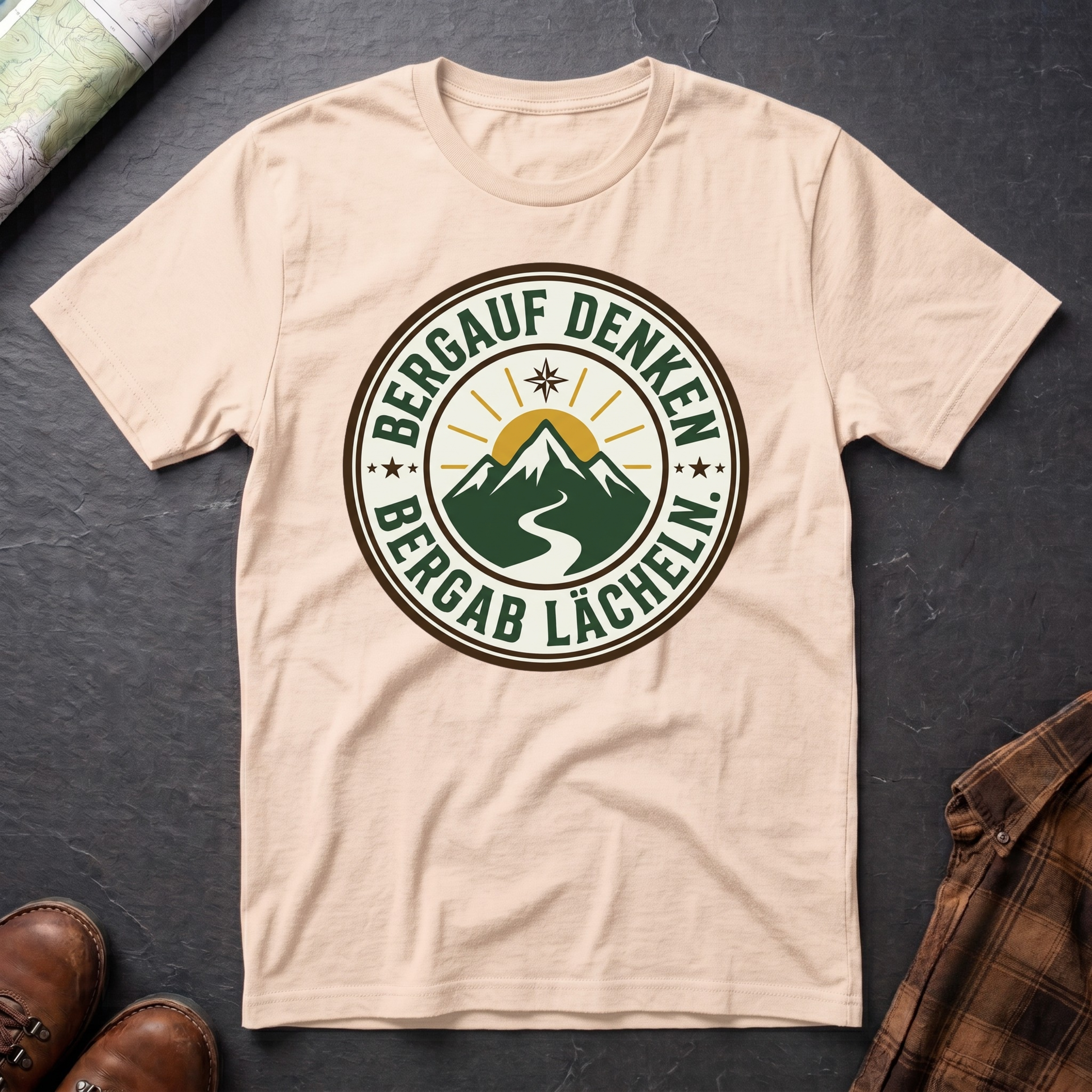 Bergauf Denken Bergab Lächeln - T-Shirt