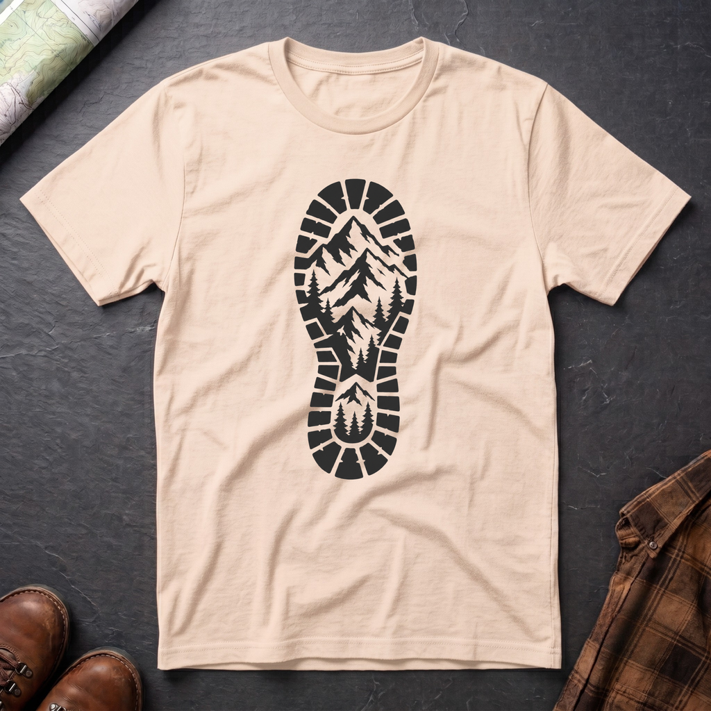 Schuhabdruck Berg - T-Shirt