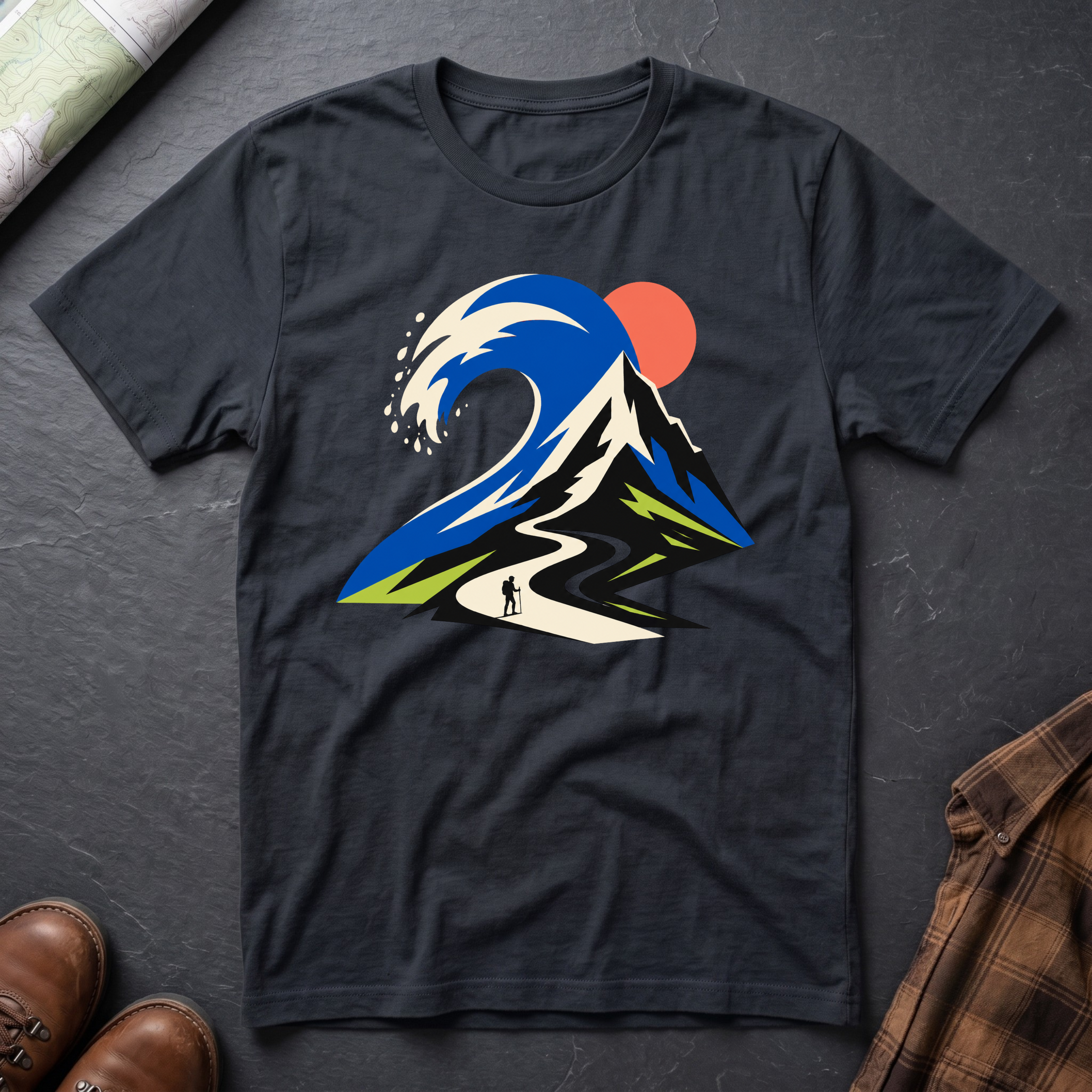 Bergwelle Abstrakt - T-Shirt