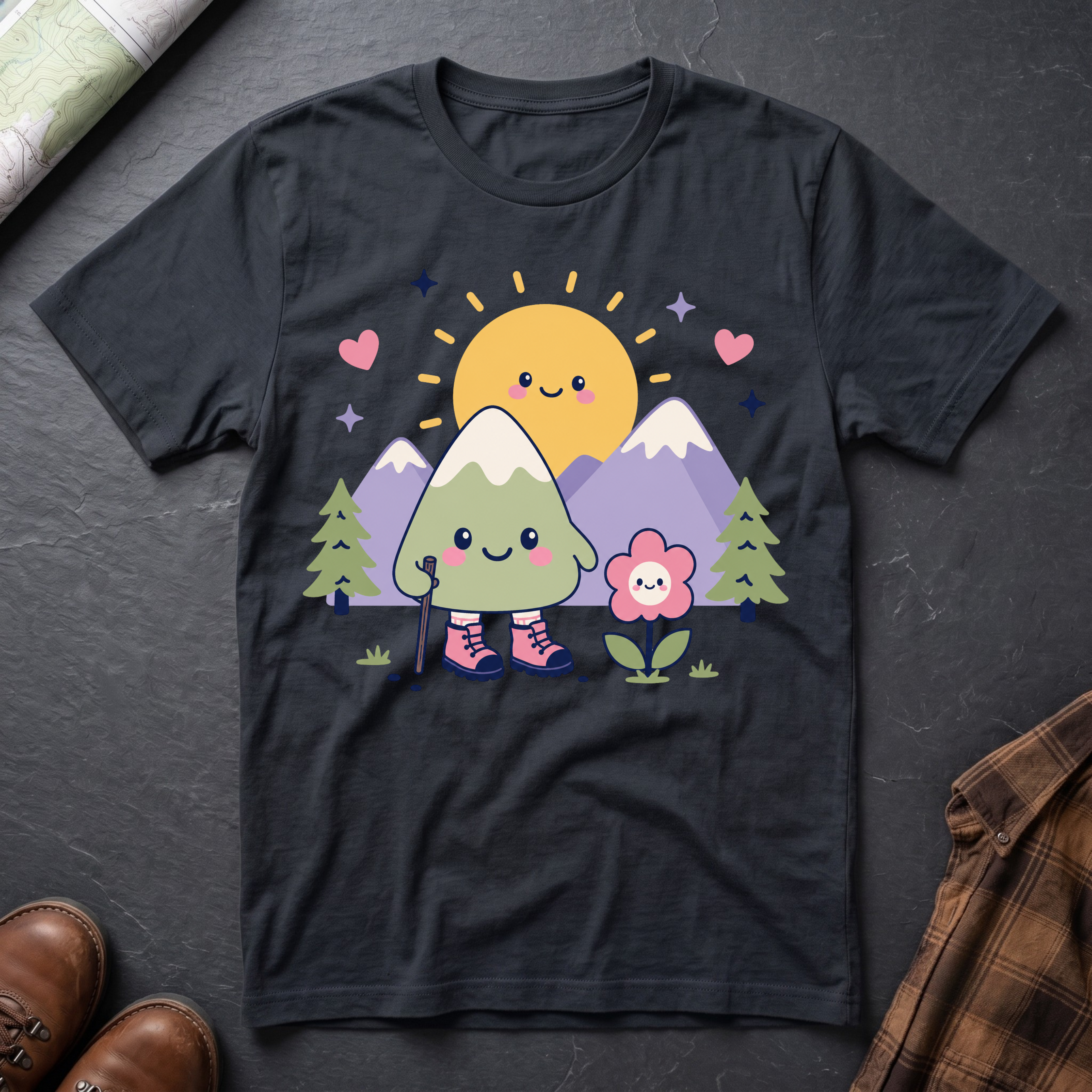 Kawaii Berg Sonne - T-Shirt