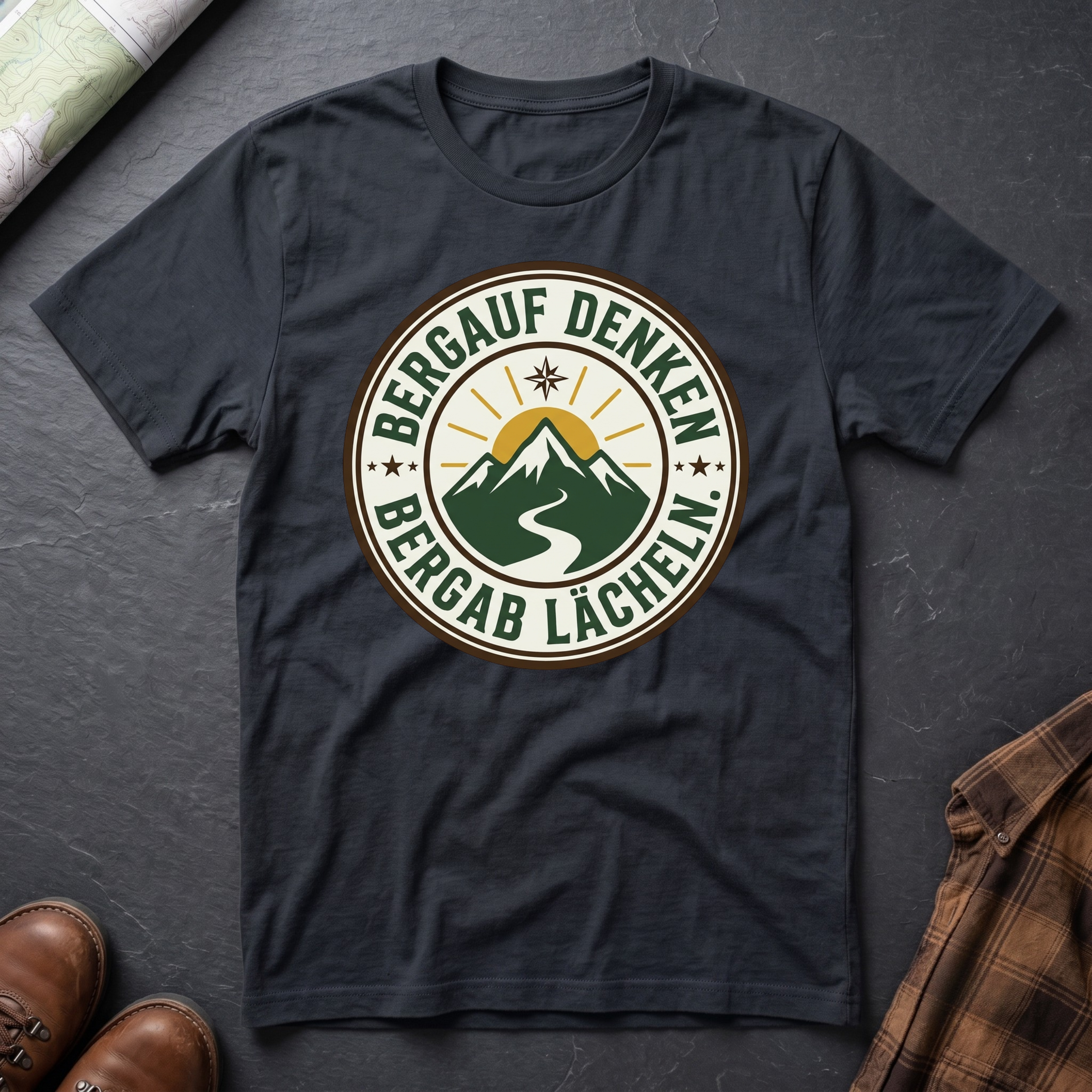 Bergauf Denken Bergab Lächeln - T-Shirt