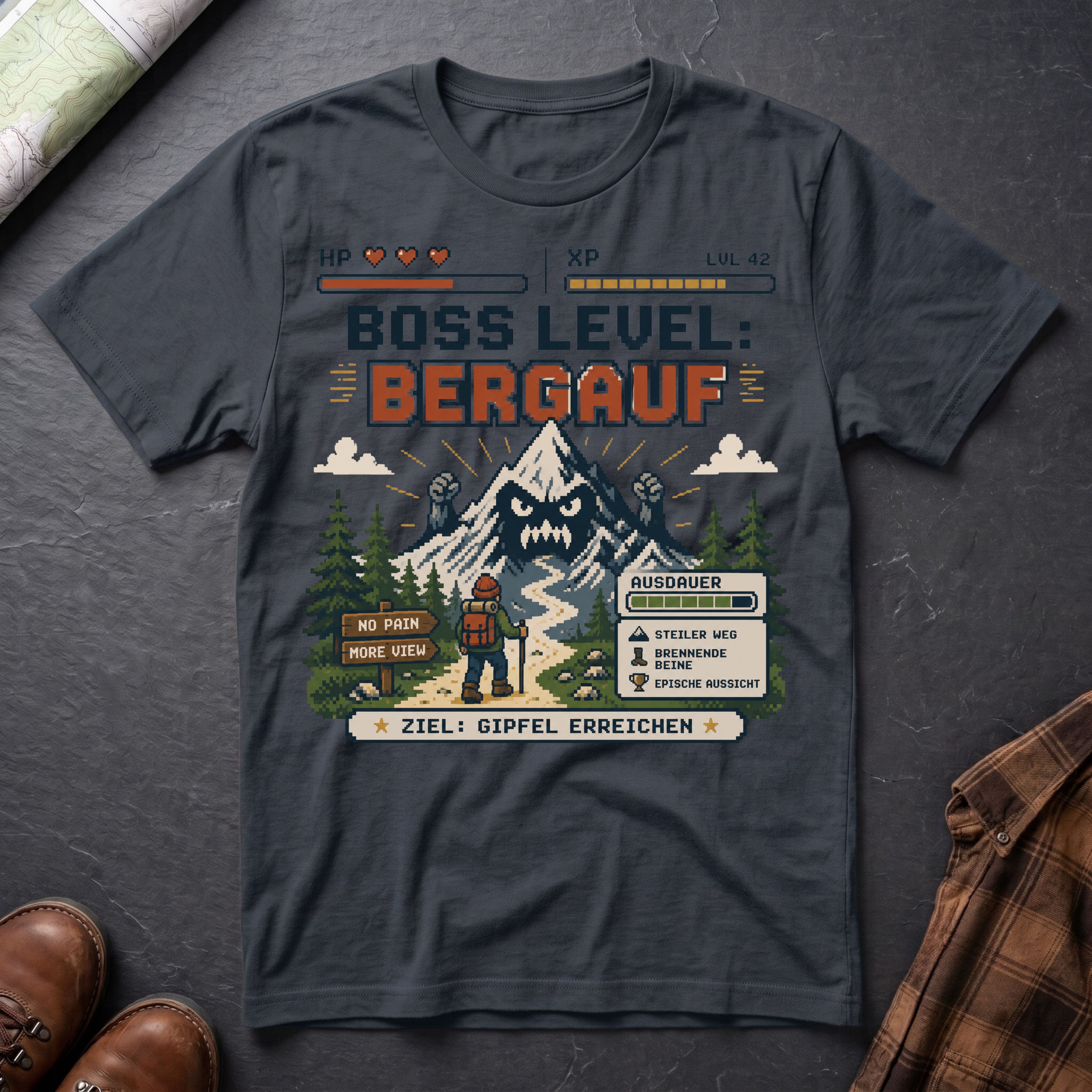 Boss Level Bergauf - T-Shirt