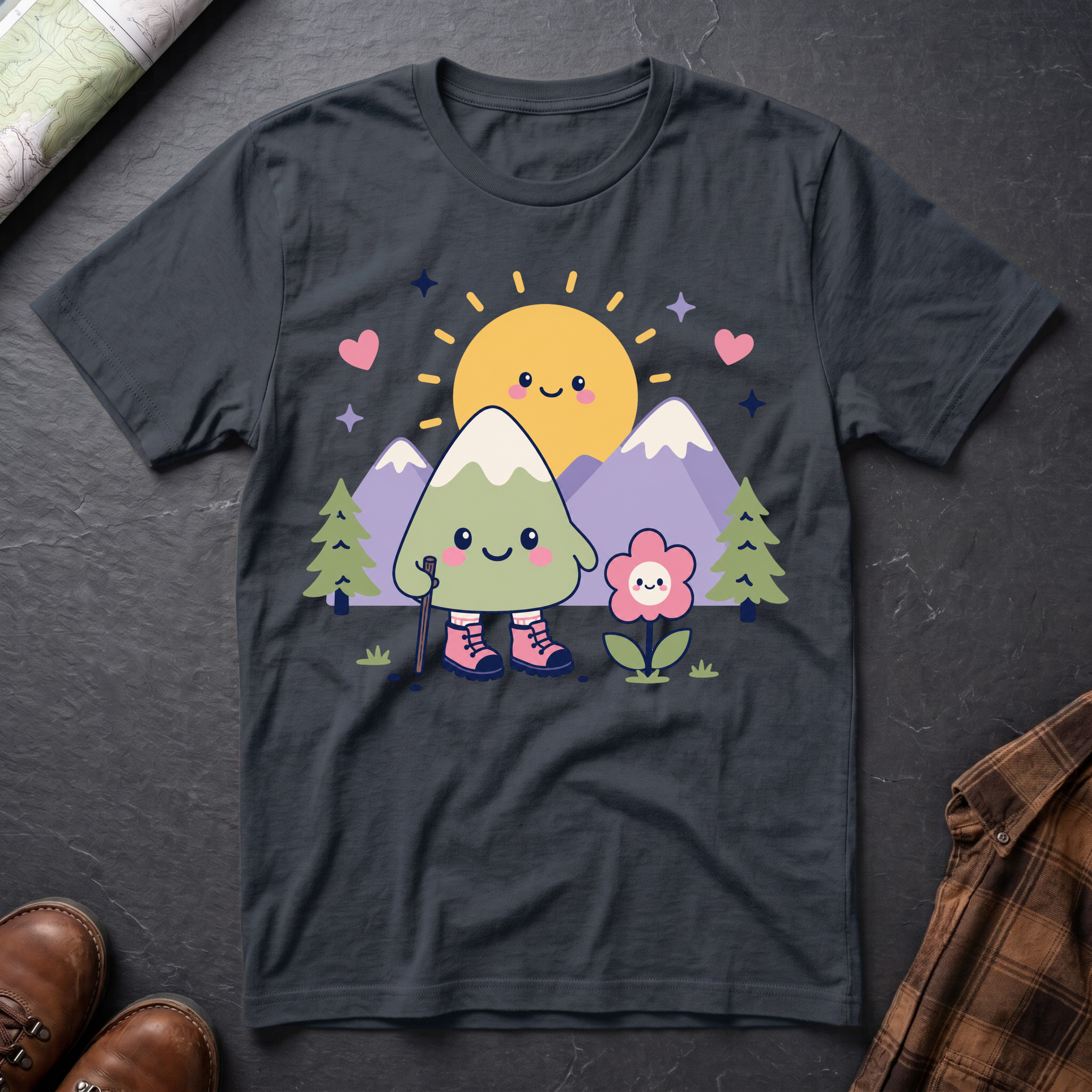 Kawaii Berg Sonne - T-Shirt