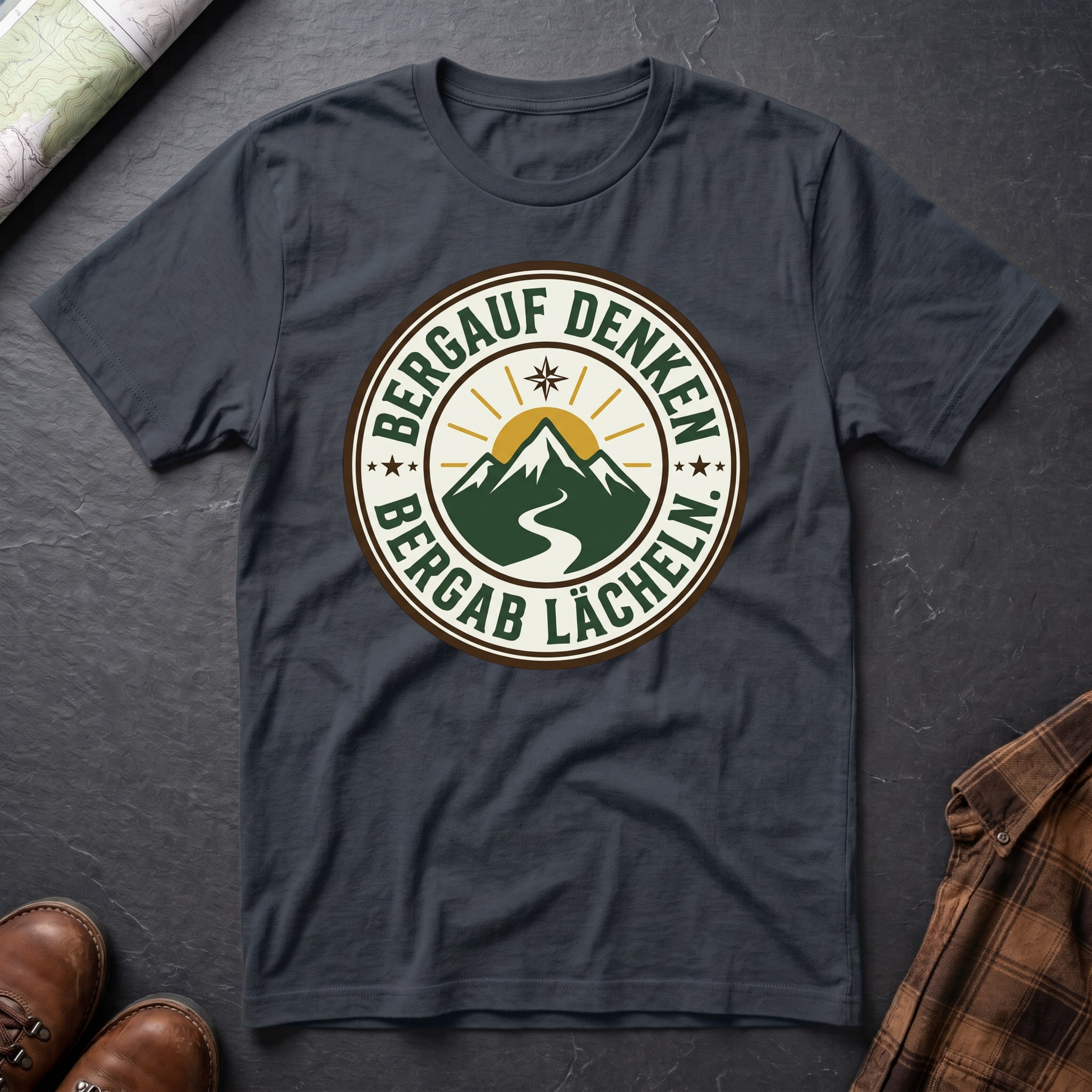Bergauf Denken Bergab Lächeln - T-Shirt