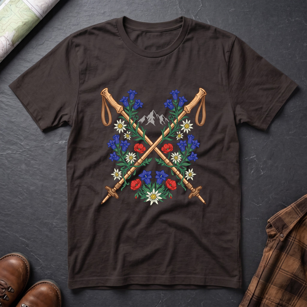 Blumen Wanderstock - T-Shirt