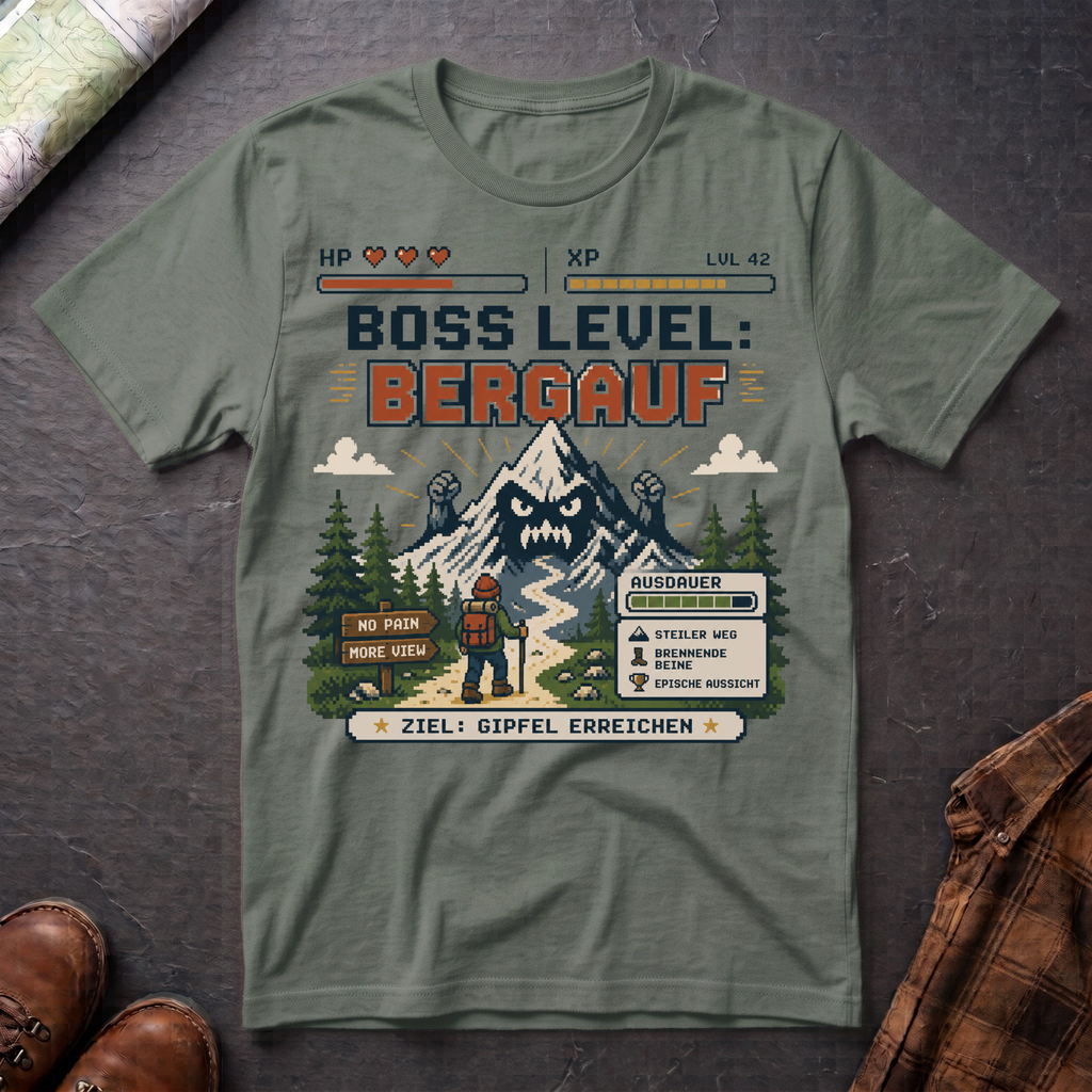 Boss Level Bergauf - T-Shirt