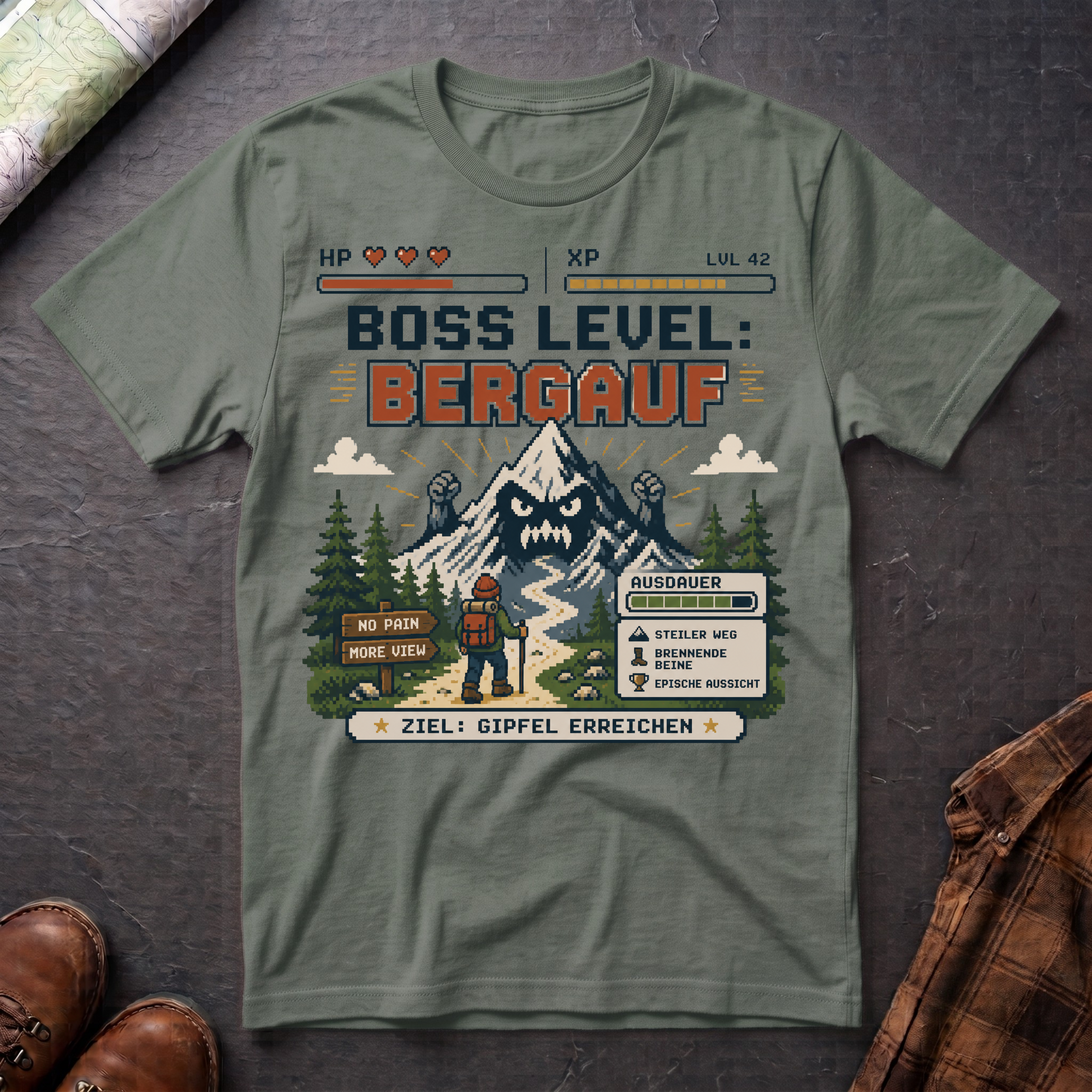 Boss Level Bergauf - T-Shirt