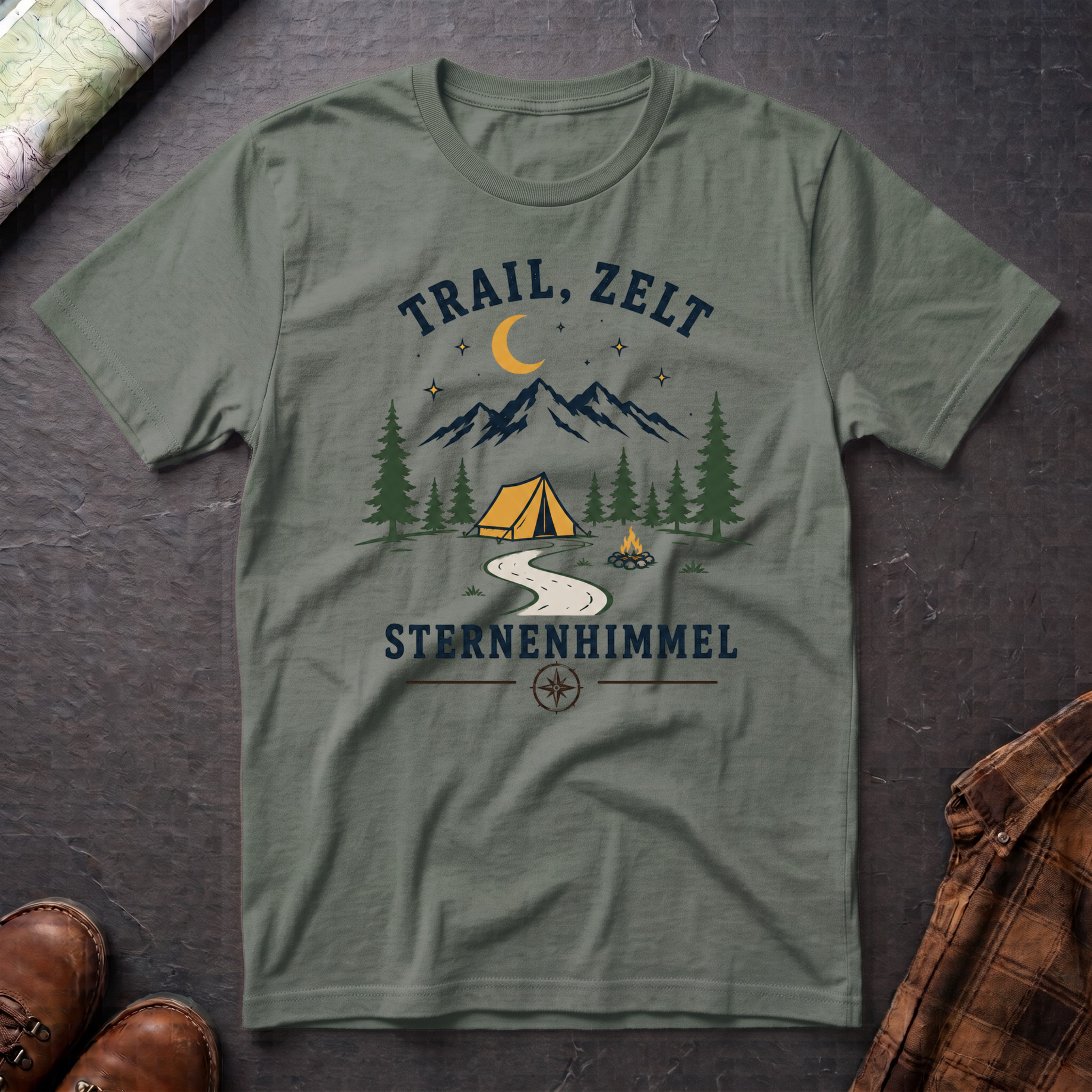 Trail, Zelt & Sternenhimmel - T-Shirt