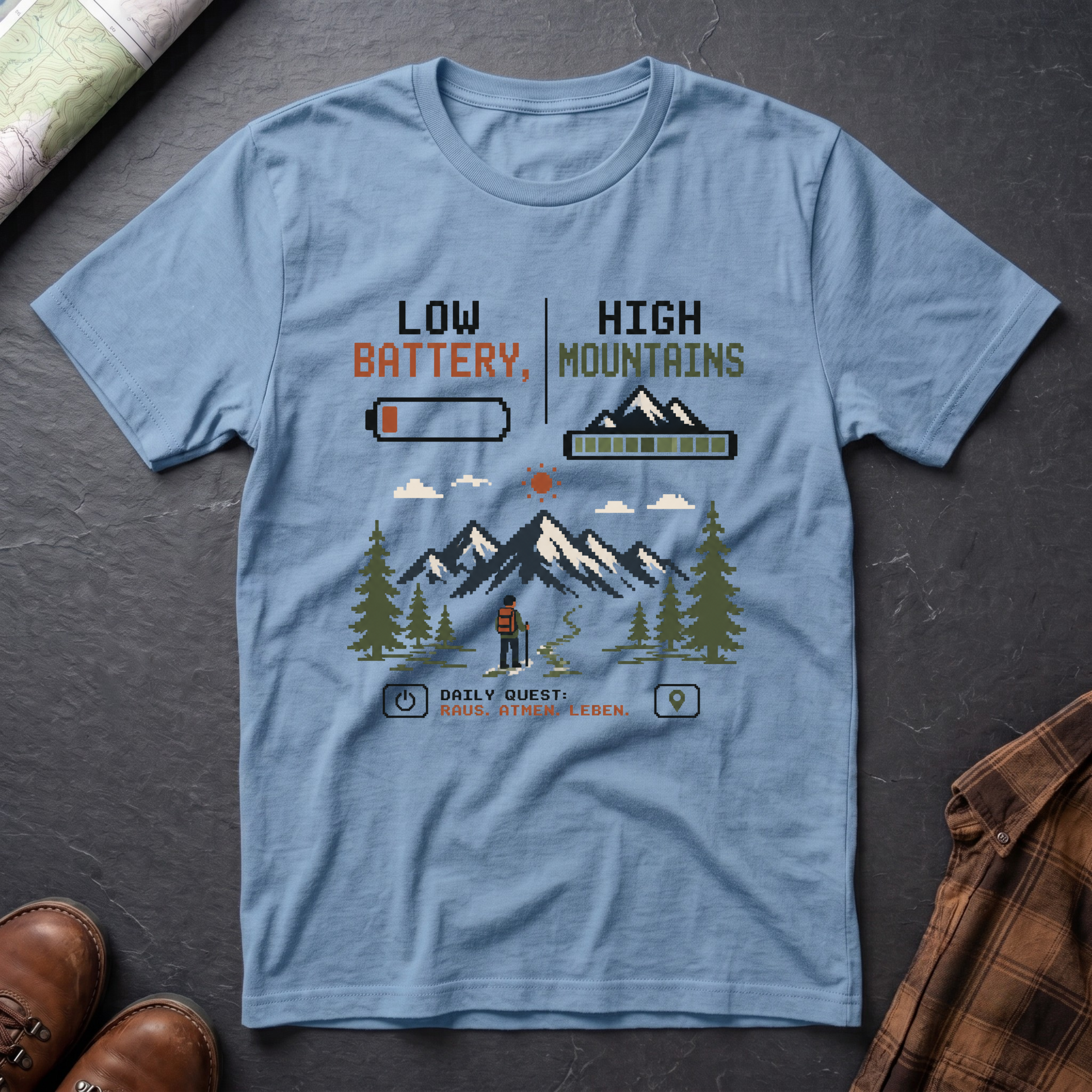 Low Battery High Mountains - T-Shirt