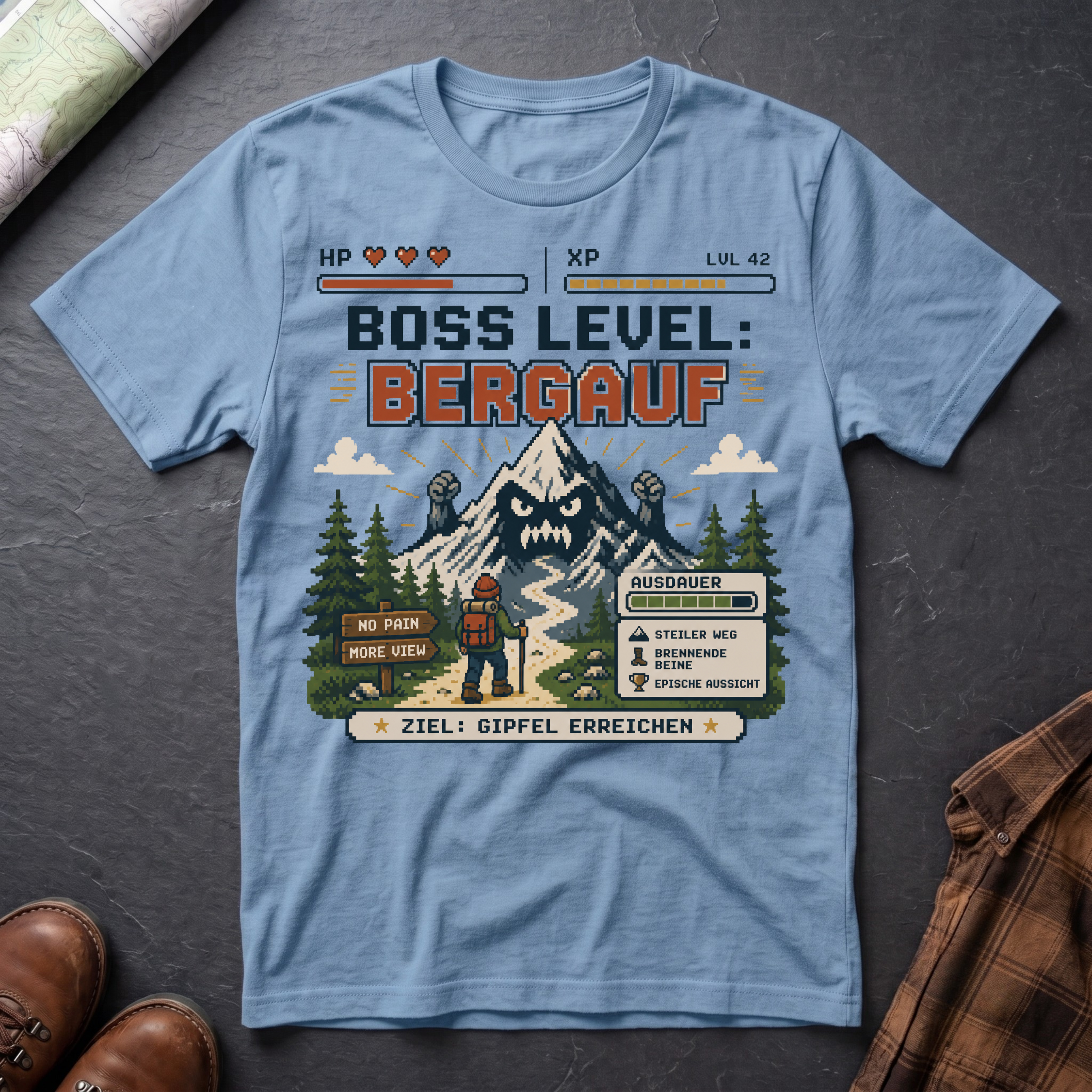 Boss Level Bergauf - T-Shirt