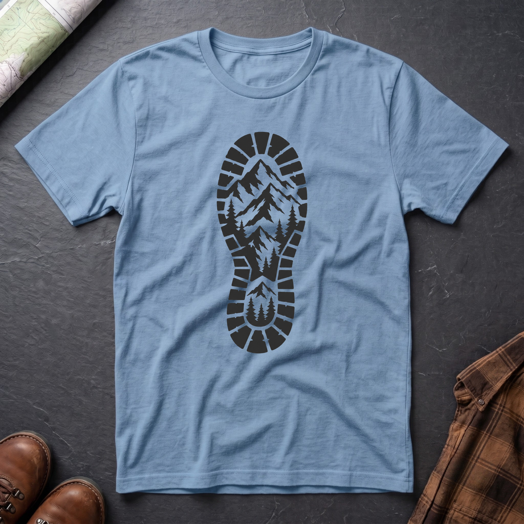 Schuhabdruck Berg - T-Shirt
