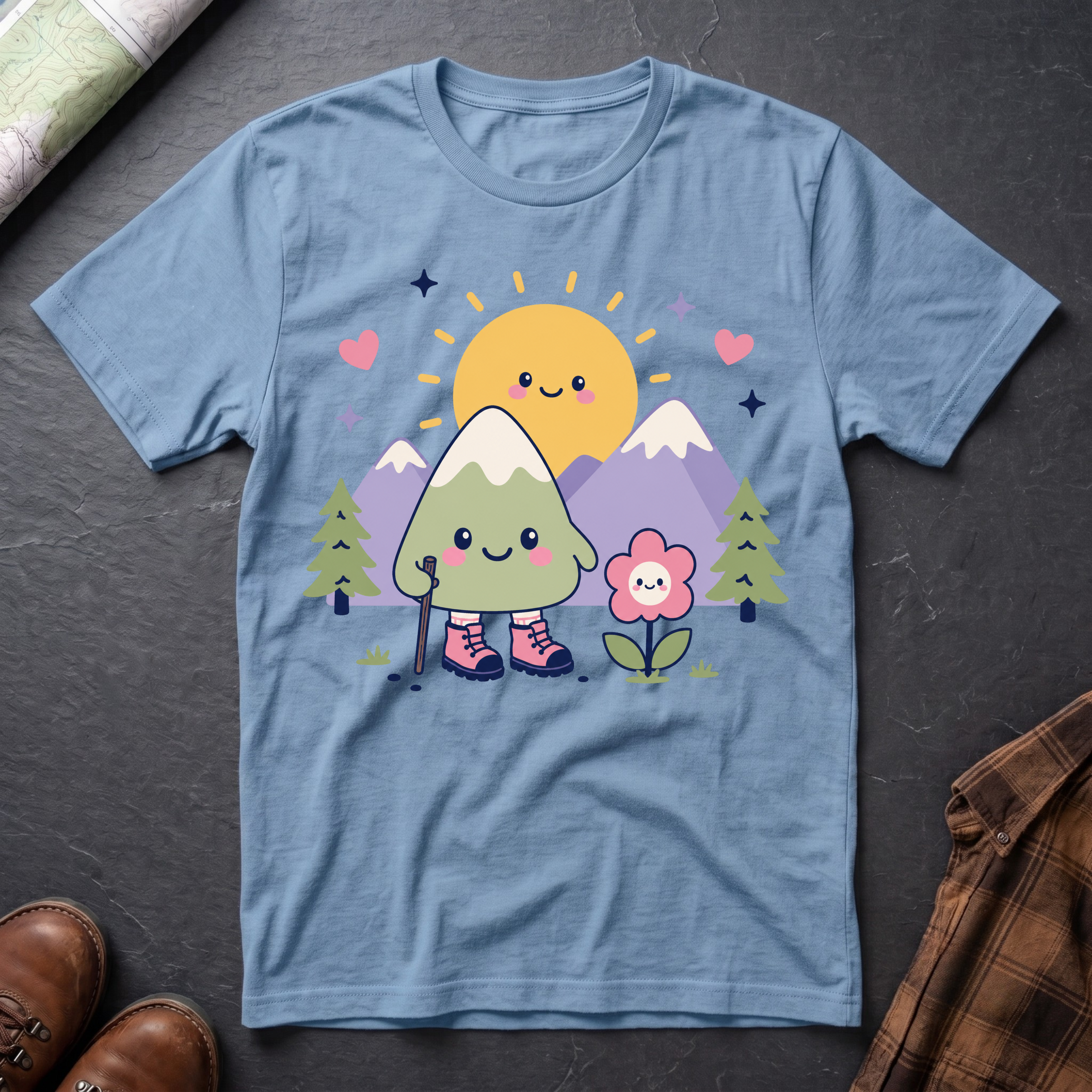 Kawaii Berg Sonne - T-Shirt