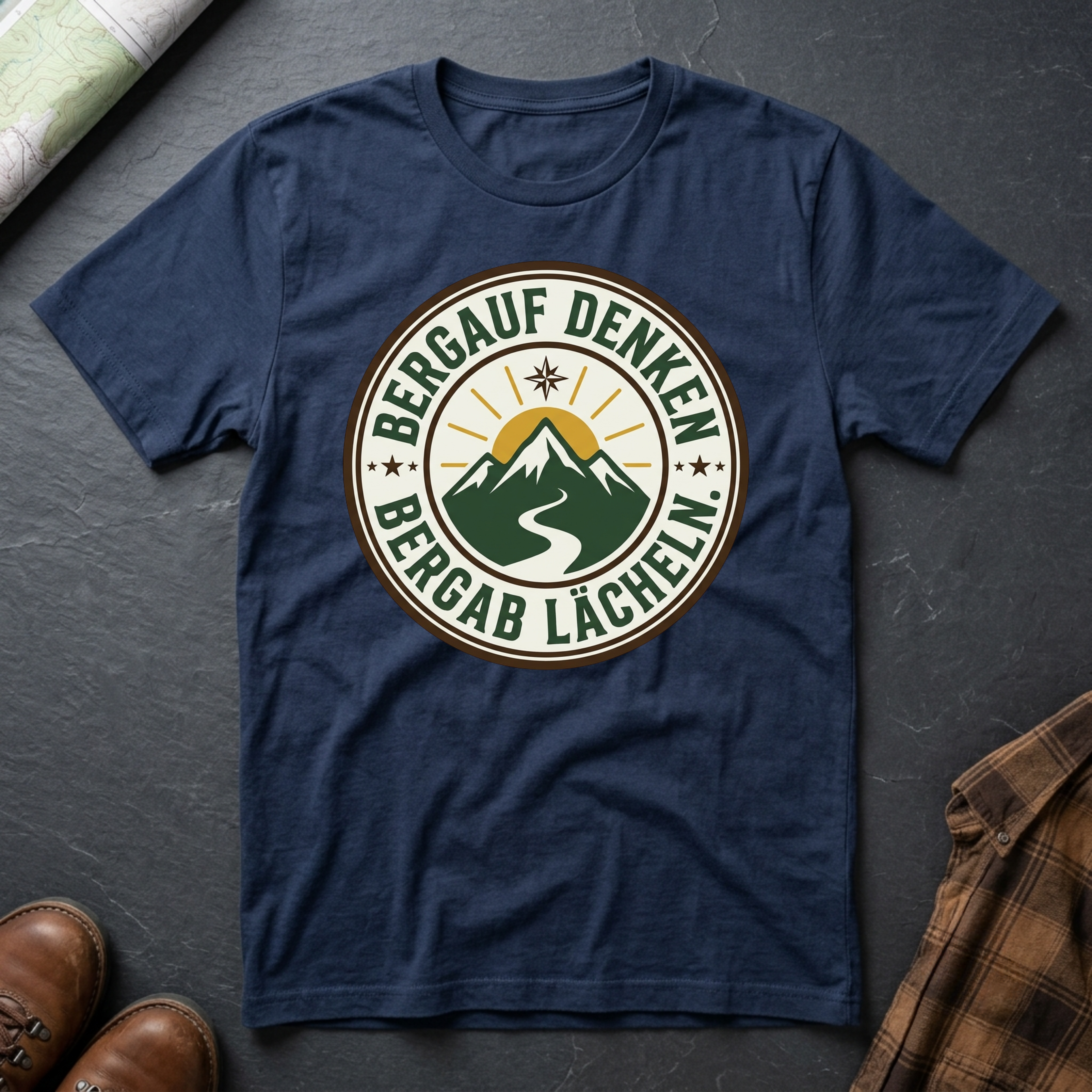 Bergauf Denken Bergab Lächeln - T-Shirt